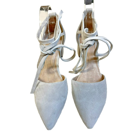 J.Jill NWOB Zelda Block Heel D'Orsay Pumps Tan Suede Ankle Lace 2" Heel SZ 9 - Picture 4 of 8